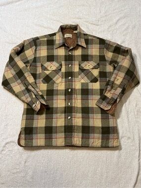 Sears Green & Tan Plaid Men's Shirt Jacket